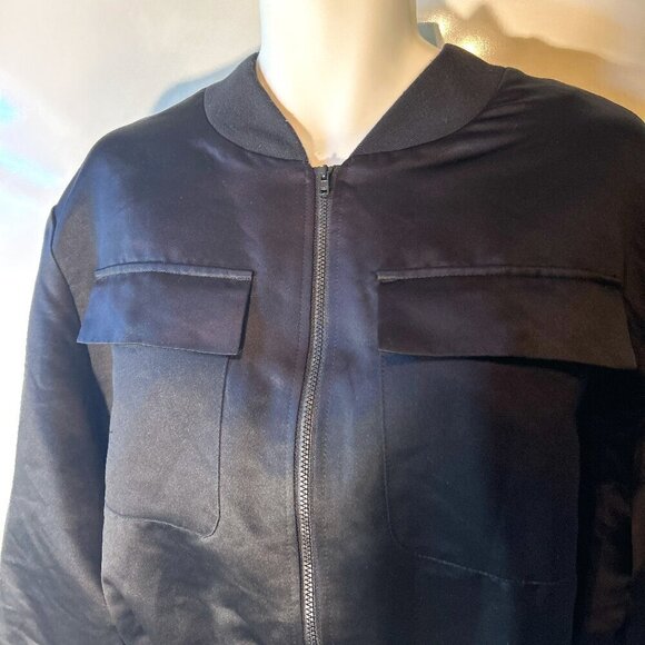 Madden SZ XL Black waisted cropped zip front jacket staple modern edgy - Picture 4 of 9